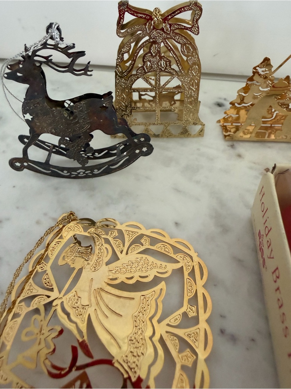 VTG Brass Christmas Ornaments lot of 5 - Picture 3 of 9
